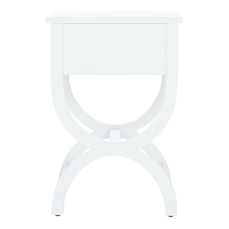 Dalat White Poplar Wood Night Table with Zinc Knob and Storage