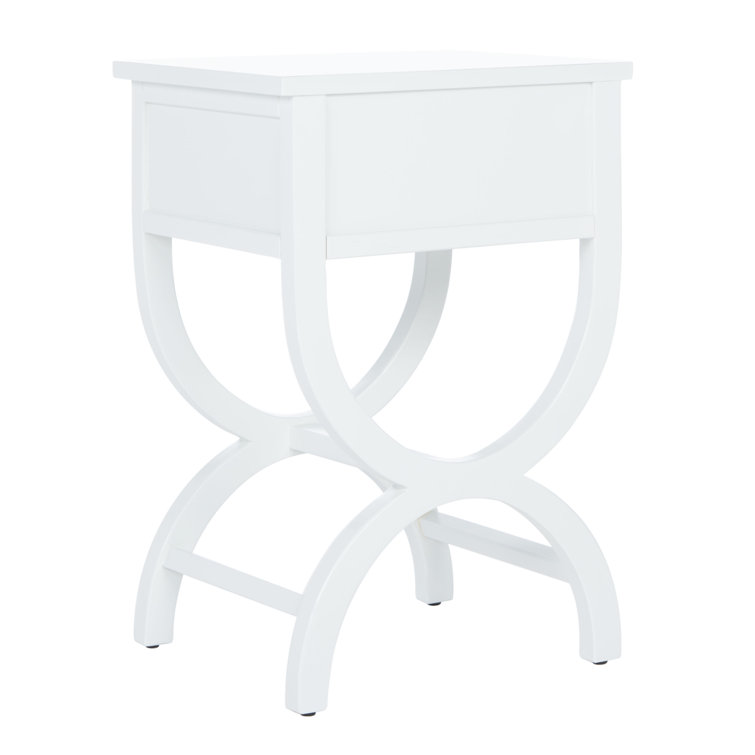 Dalat White Poplar Wood Night Table with Zinc Knob and Storage
