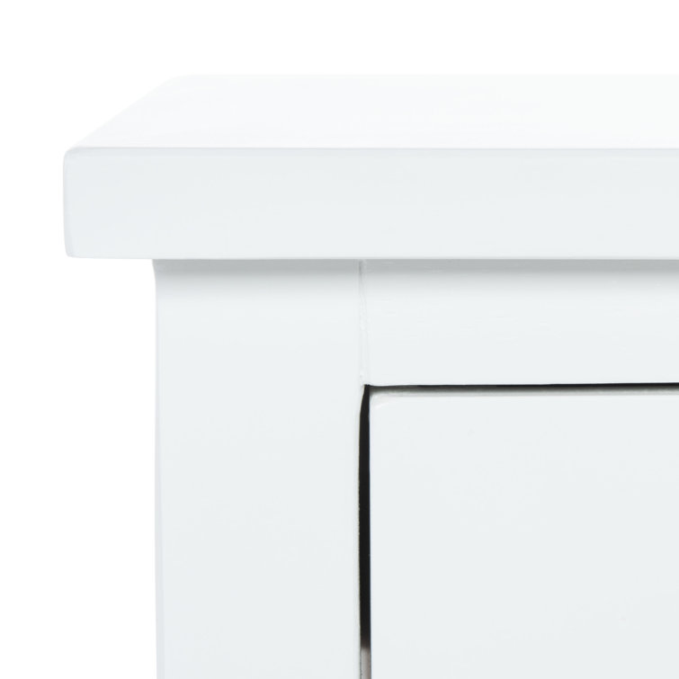Dalat White Poplar Wood Night Table with Zinc Knob and Storage
