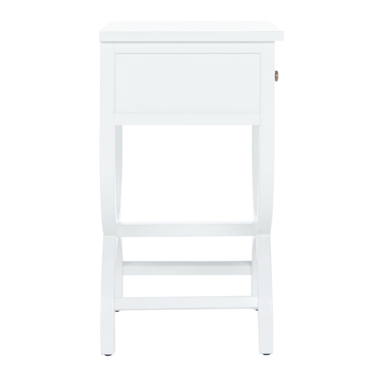 Dalat White Poplar Wood Night Table with Zinc Knob and Storage