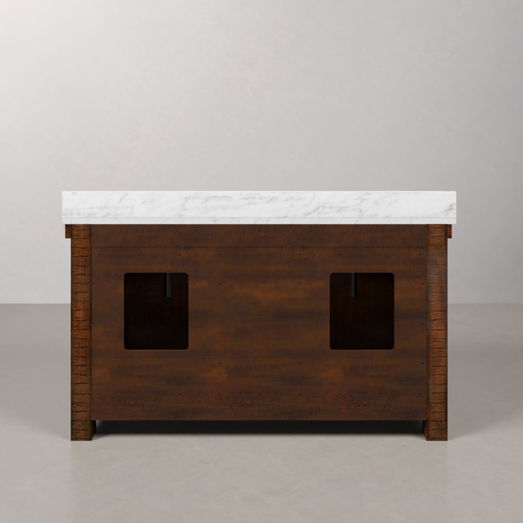 Rustic Sierra Double Sink Bathroom Vanity with Carrara White Marble Top