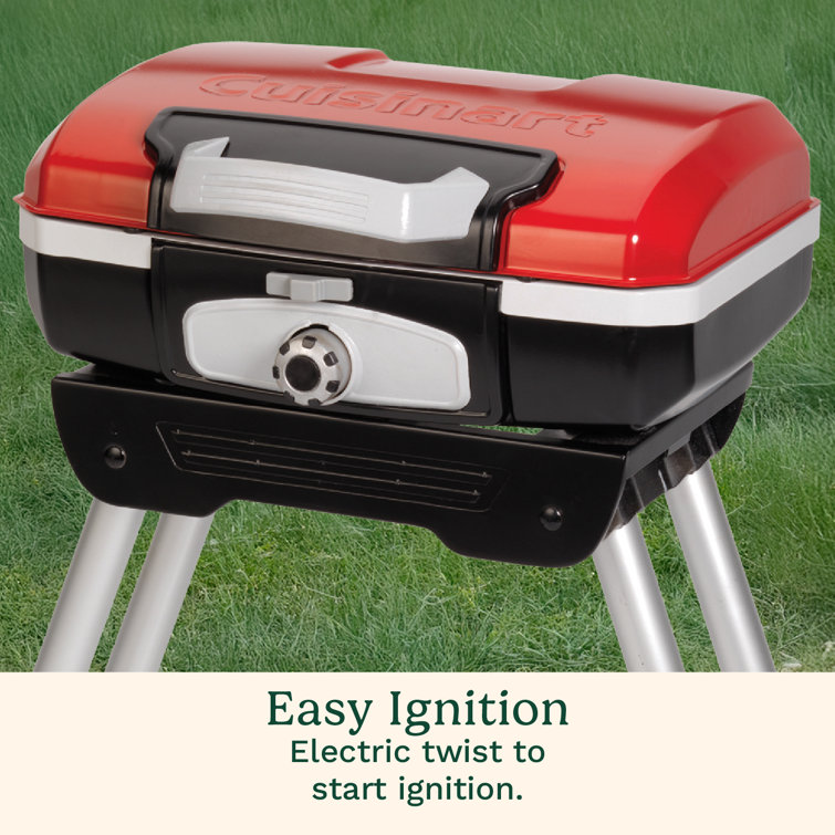 Red Compact Portable Propane Gas Grill with Telescoping Base