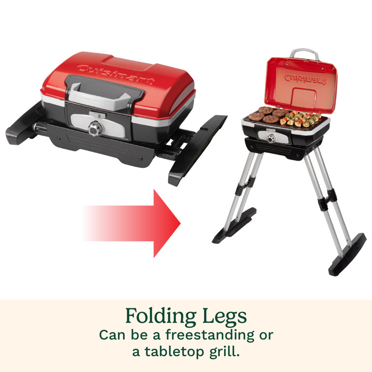 Red Compact Portable Propane Gas Grill with Telescoping Base