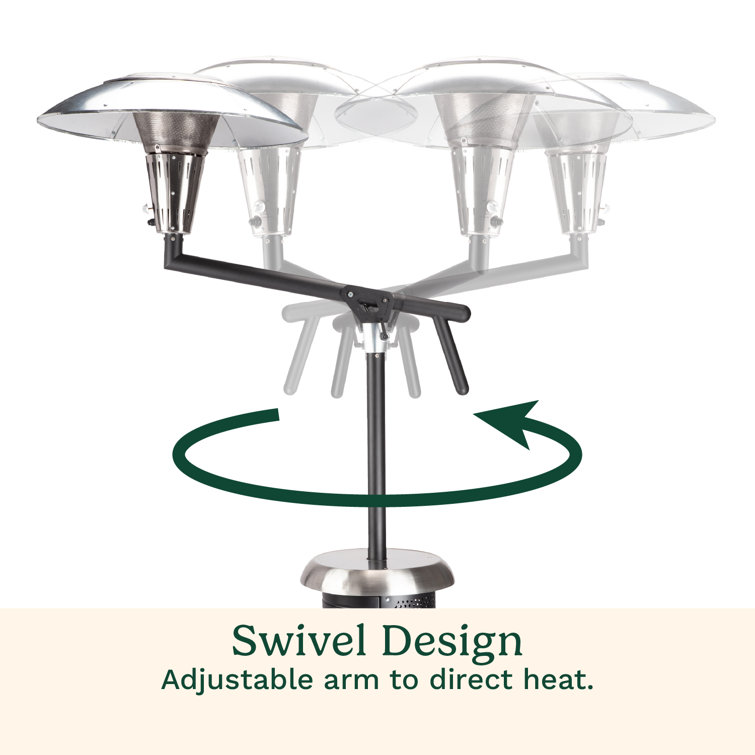 Extra Large Black and Silver Propane Patio Heater with Drink Table