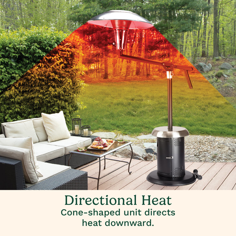 Extra Large Black and Silver Propane Patio Heater with Drink Table
