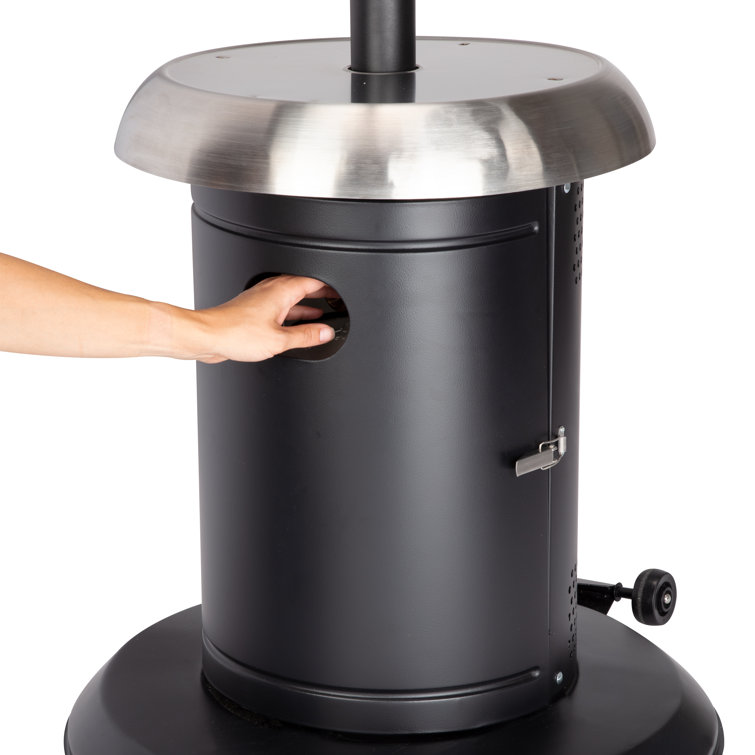 Extra Large Black and Silver Propane Patio Heater with Drink Table