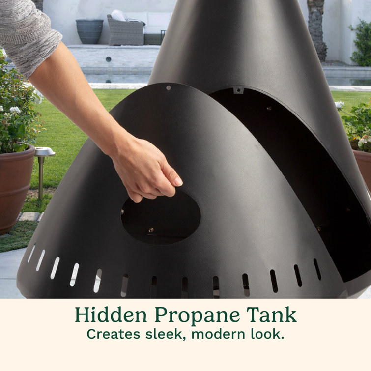 Cuisinart Black and Stainless Steel Chimenea Propane Fire Pit