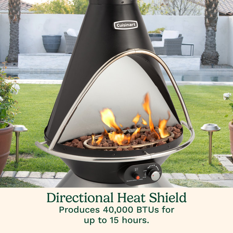 Cuisinart Black and Stainless Steel Chimenea Propane Fire Pit