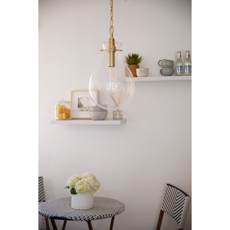 Aged Brass and Glass LED Pendant Light