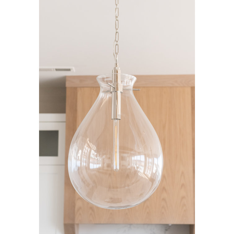 Polished Nickel Clear Glass 1-Light Pendant Lamp