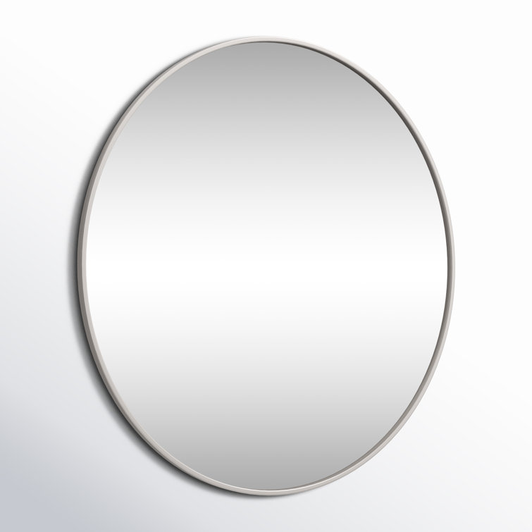 Silver Round Metal Frame Wall Mirror 32"