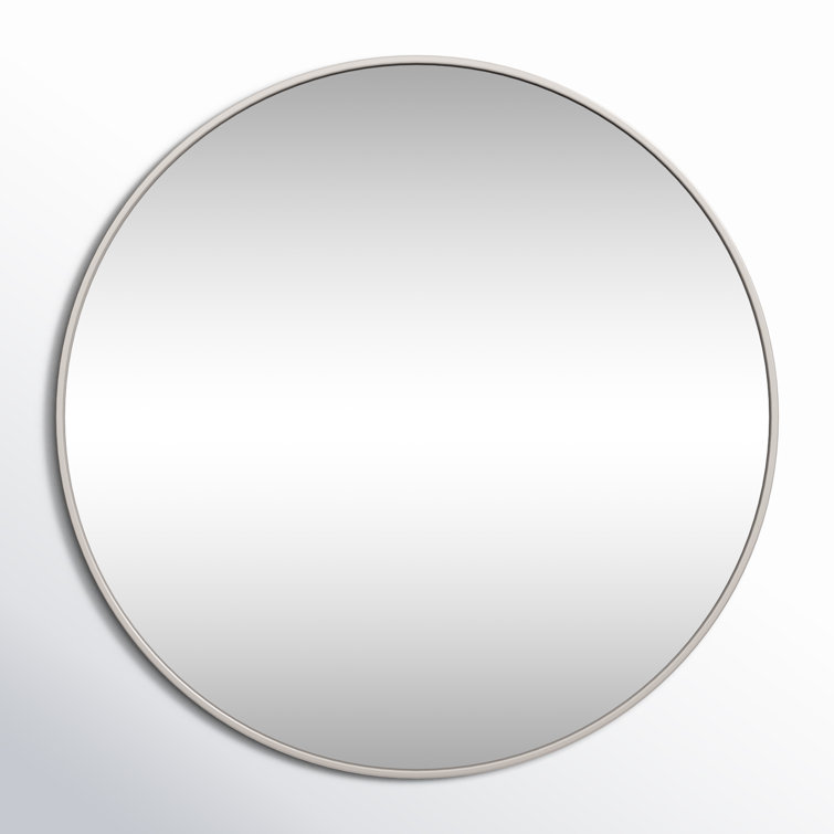 Silver Round Metal Frame Wall Mirror 32"