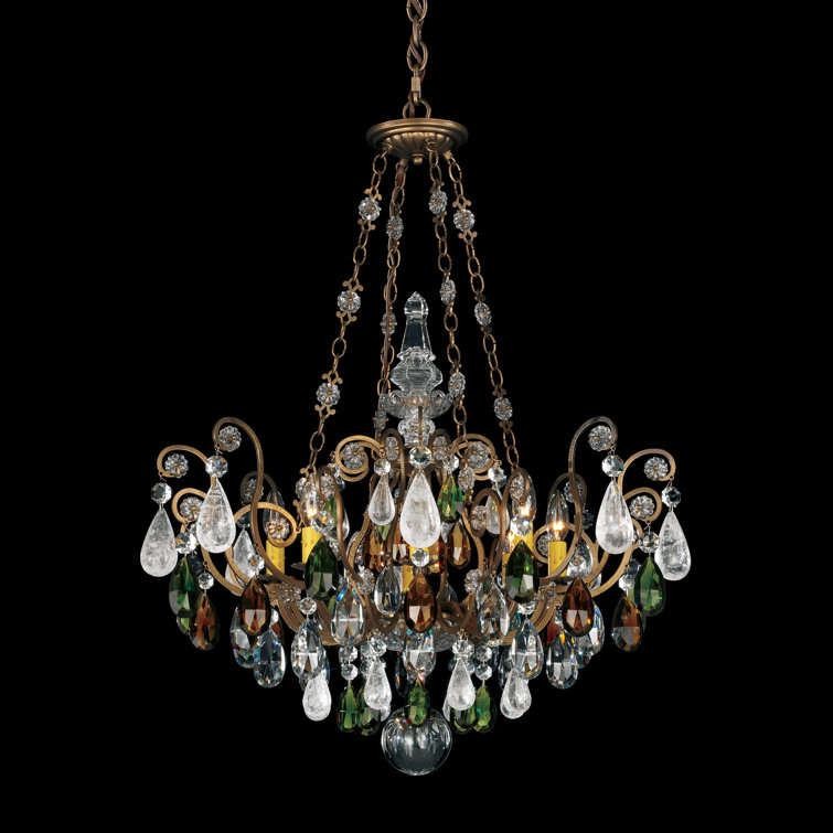 Elegant Empire Crystal Candle Chandelier, 26.5" Antique Silver