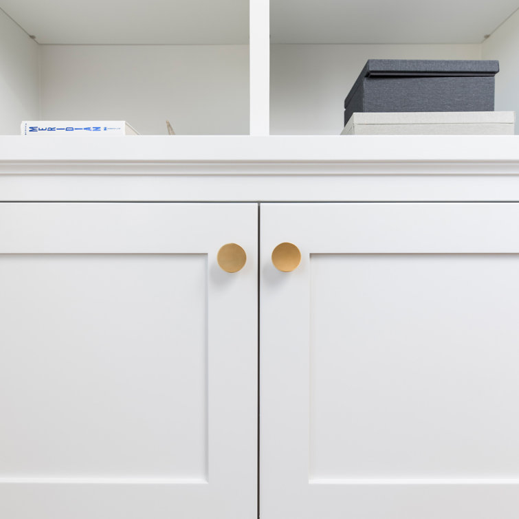 Brushed Golden Brass Round Knob with Mounting Hardware