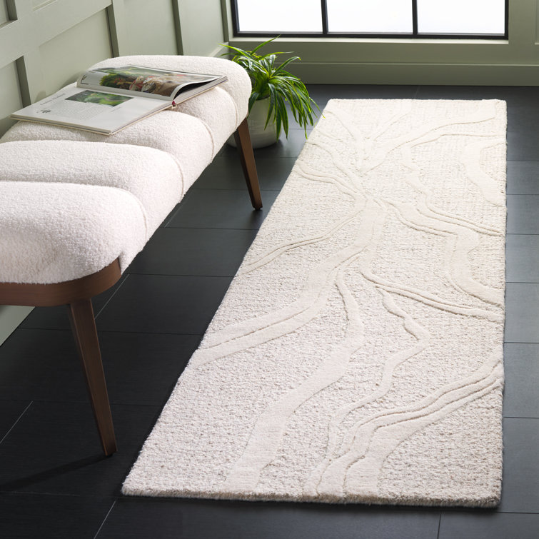 Handmade Gray and Ivory Wool Abstract Tufted Area Rug, 3' x 5'