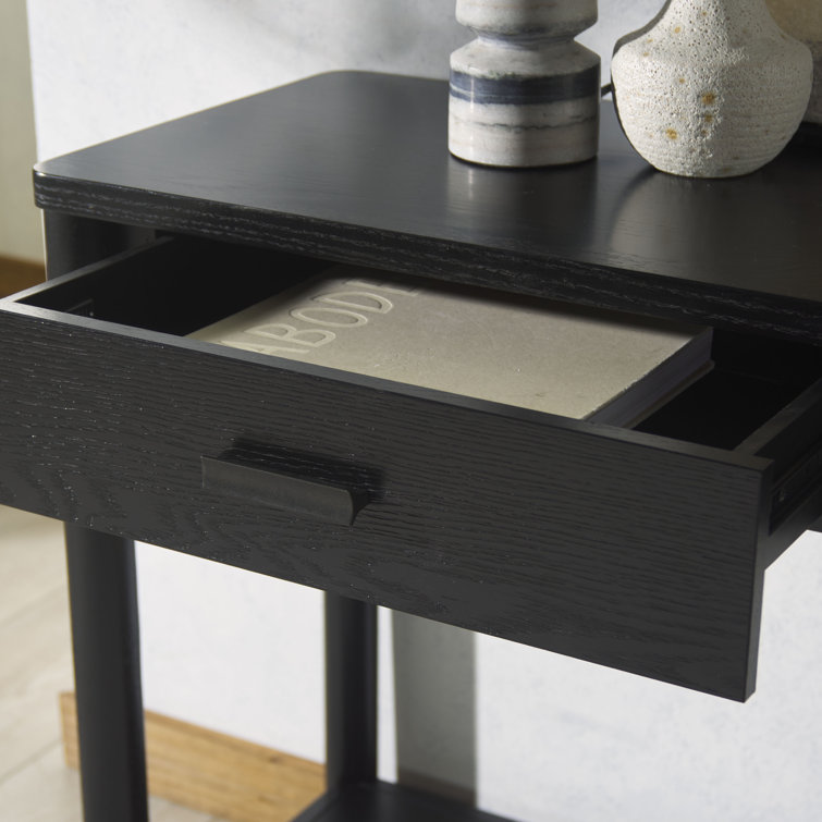 Jaylessa Black Wood and Metal Console Table with Storage