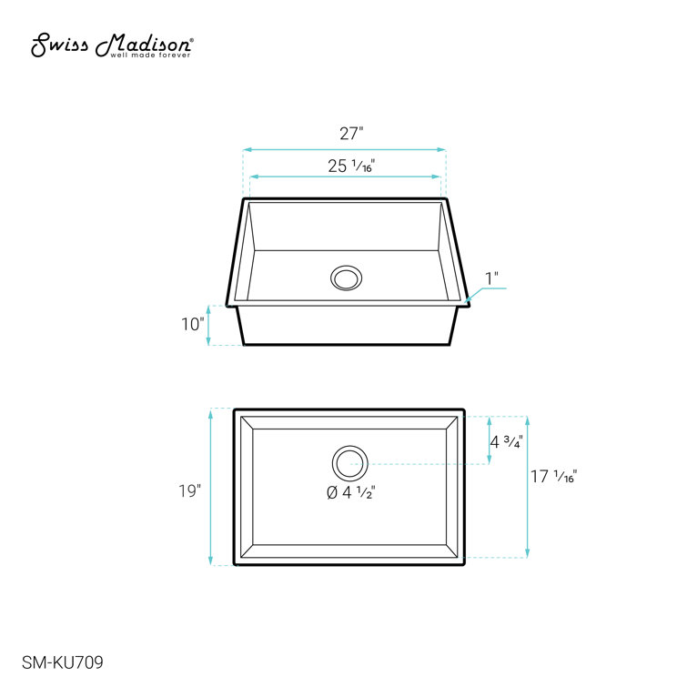 Tourner 27 x 19 Stainless Steel Single Basin Drop-In Kitchen Sink