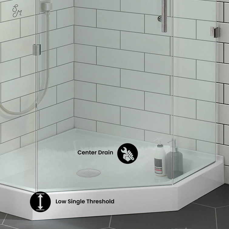 Voltaire 36" x 36" White Acrylic Neo-Angle Shower Base
