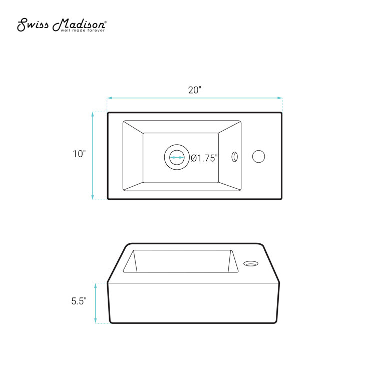 Voltaire 19.5 x 10 White Ceramic Wall-Mount Sink
