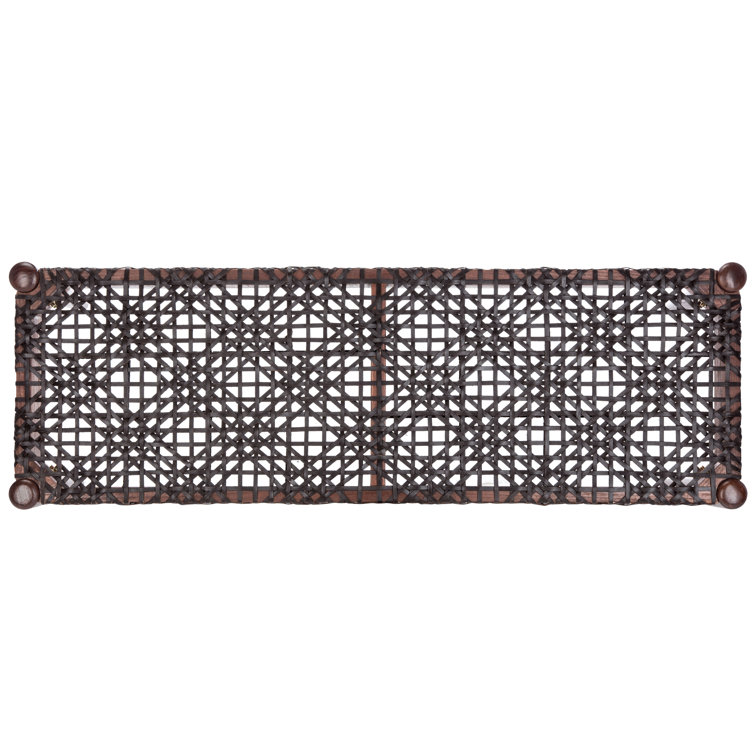 Transitional Brown Cowhide Leather Weave 47" Bench