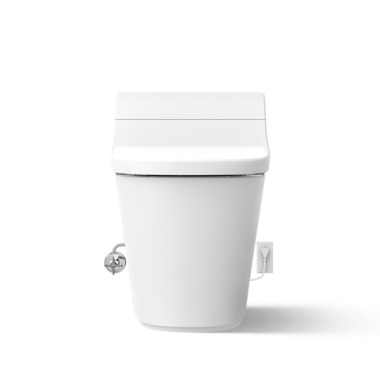 White Elongated One-Piece Smart Toilet with Dual Flush