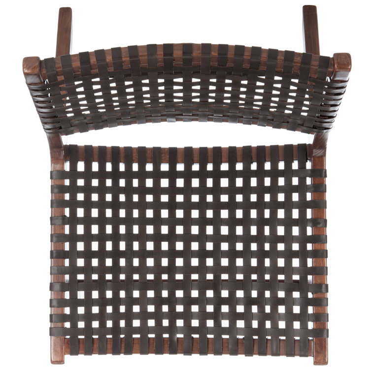 Luna Transitional Brown Leather and Wood Handcrafted Accent Chair