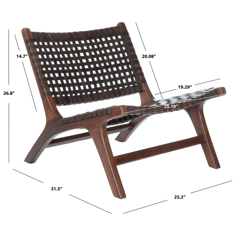 Luna Transitional Brown Leather and Wood Handcrafted Accent Chair