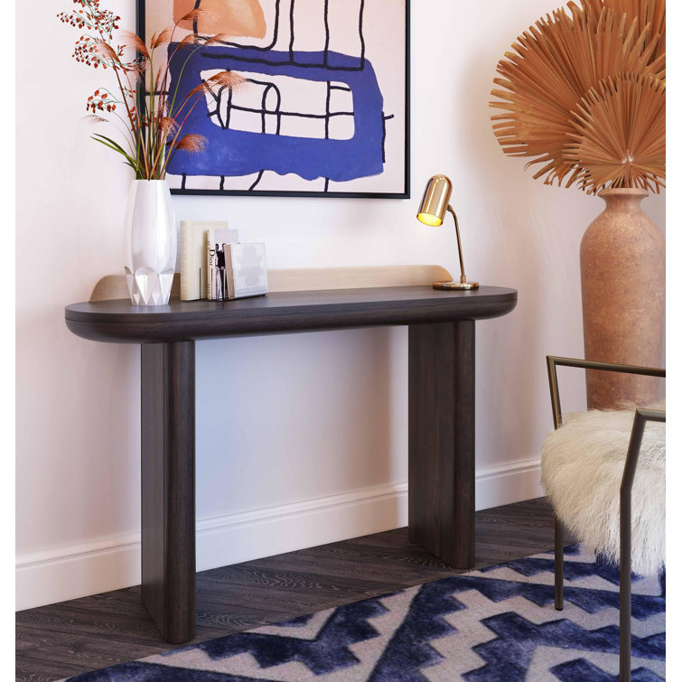 Bateman 48'' Brown Solid and MDF Wood Oval Console Table