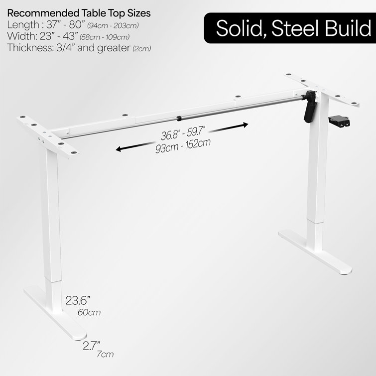 White Adjustable Height Electric Standing Desk Frame