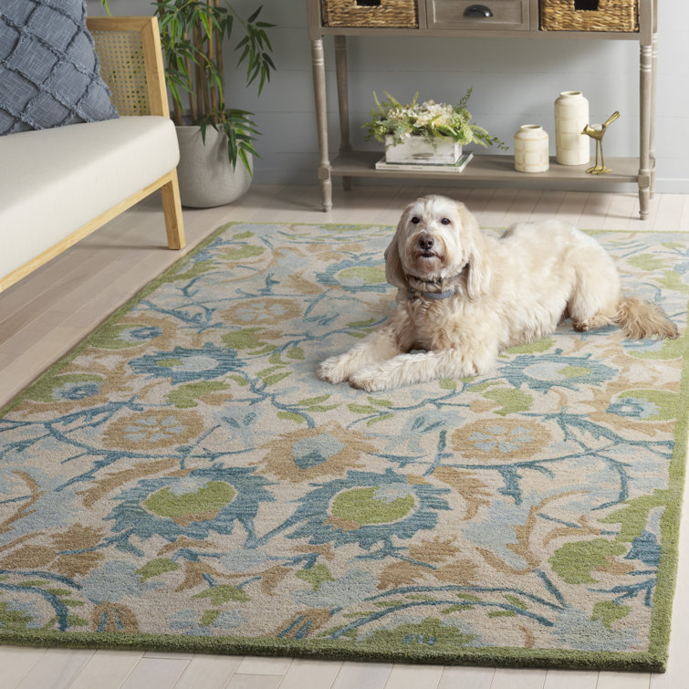 Elegant Ivory Square Wool Tufted Rug with Non-Slip Feature