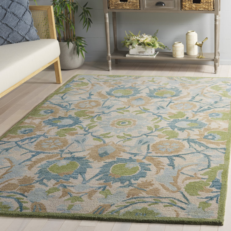 Elegant Ivory Square Wool Tufted Rug with Non-Slip Feature