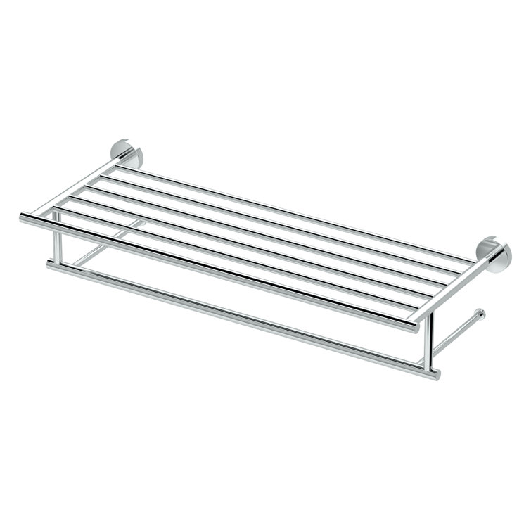 Polished Chrome 24" Wall Mounted Towel Rack with Bar