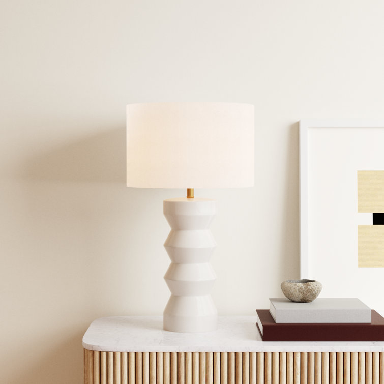 Carlin 26.5" Matte White Ceramic Table Lamp with Alexa Voice Control