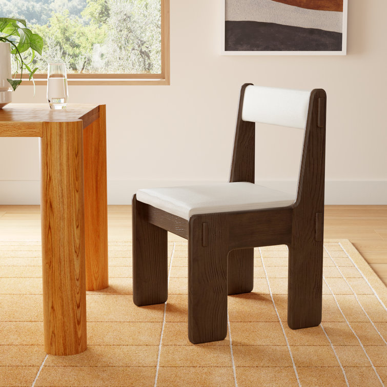 Ash Upholstered Side Chair Set with Brown Legs
