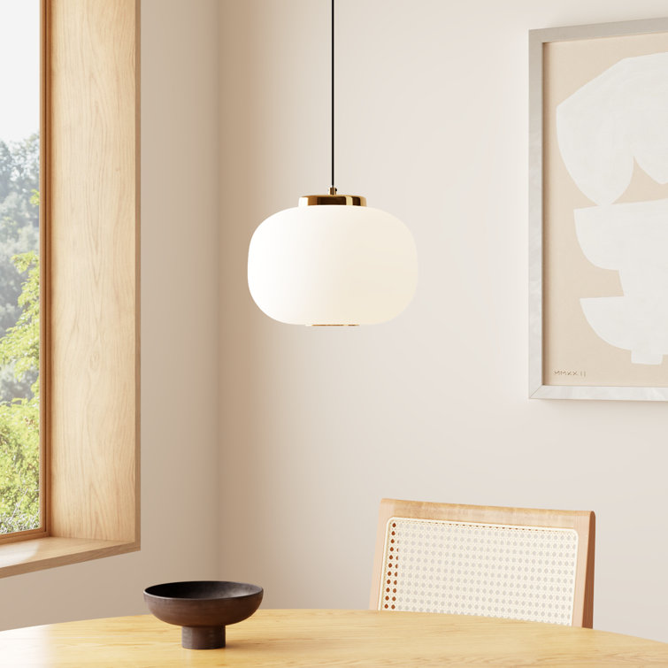 Soji 7.5" Black & Gold LED Glass Pendant Light