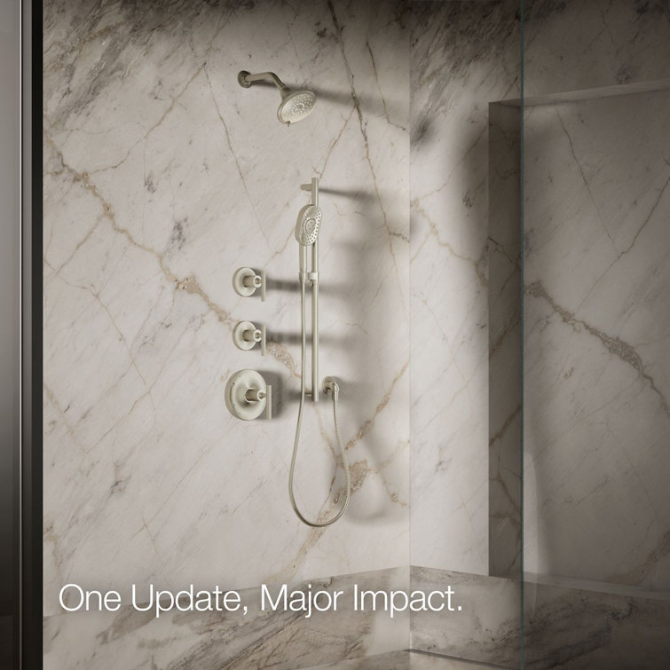 Vibrant Brushed Nickel Multi-Head Wall Mounted Showerhead