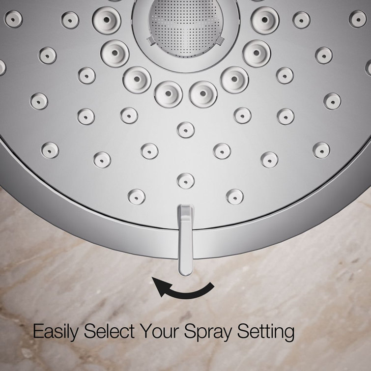 Polished Chrome Multifunction Wall Mounted Showerhead with Pulse