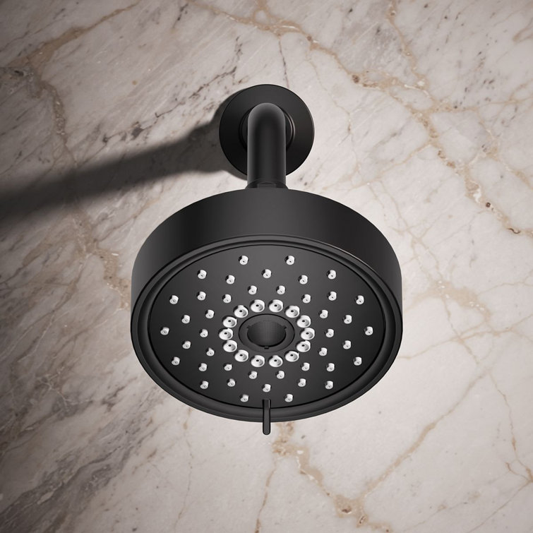 Purist Matte Black 5.5" Multifunctional Wall-Mounted Brass Showerhead