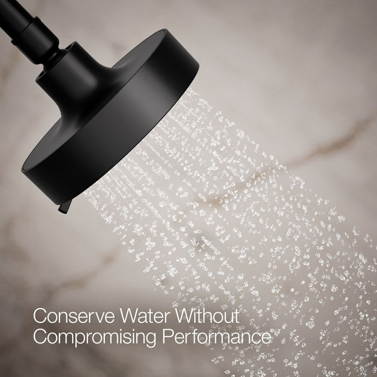 Purist Matte Black 5.5" Multifunctional Wall-Mounted Brass Showerhead