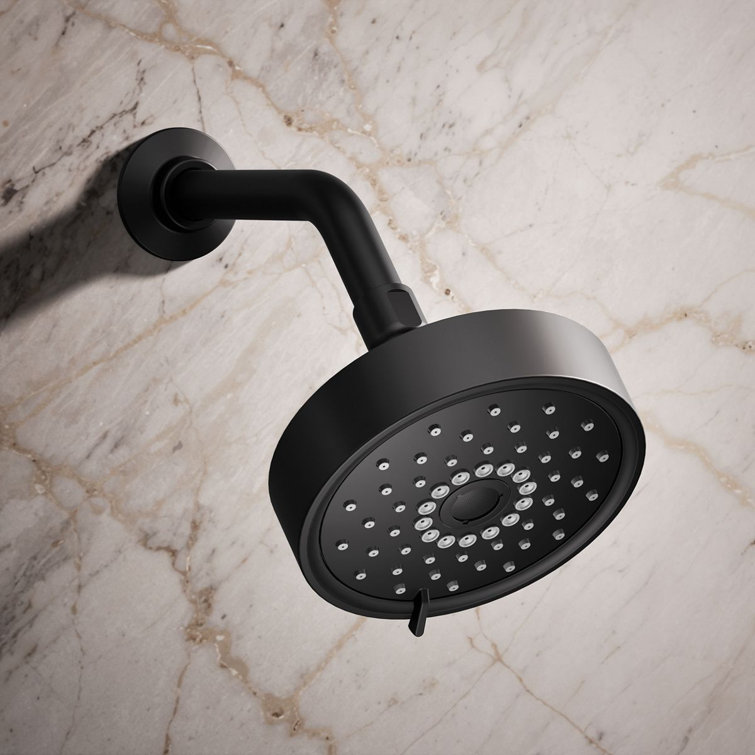 Purist Matte Black 5.5" Multifunctional Wall-Mounted Brass Showerhead