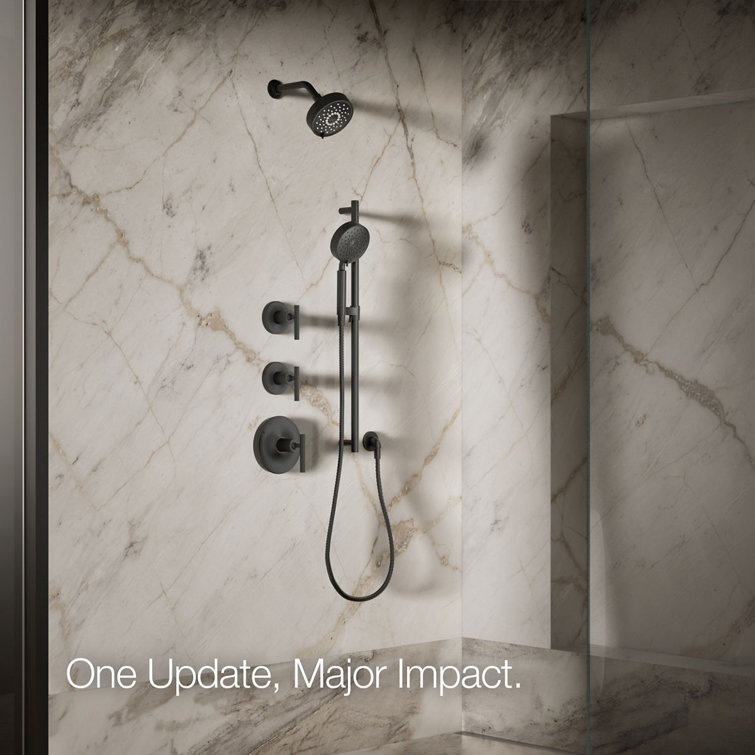 Purist Matte Black 5.5" Multifunctional Wall-Mounted Brass Showerhead