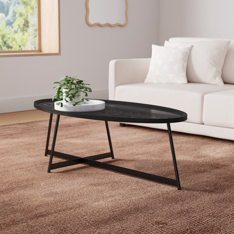 Gweneth Black Ash Oval Coffee Table with Raised Rim