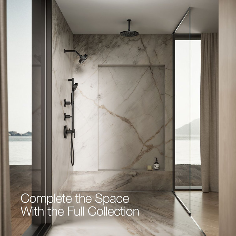 Purist Matte Black 5.5" Multifunctional Wall-Mounted Brass Showerhead
