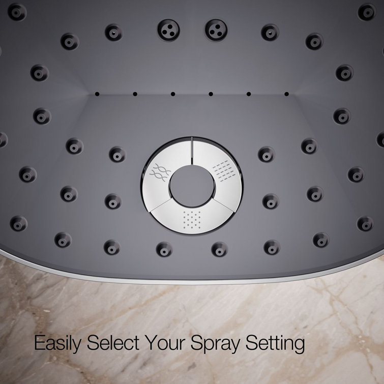 Chrome Oval Multifunction Wall Mounted Showerhead