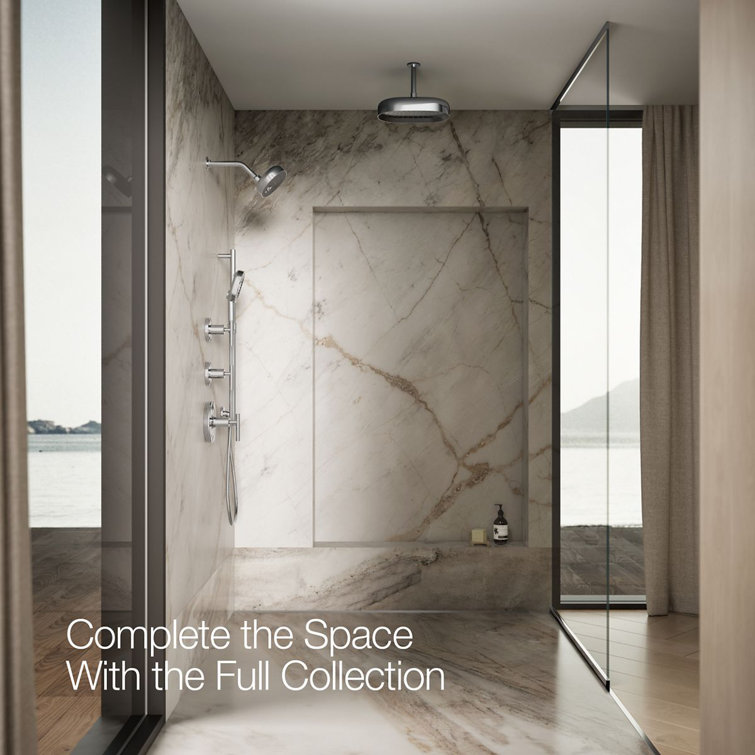 Chrome Oval Multifunction Wall Mounted Showerhead