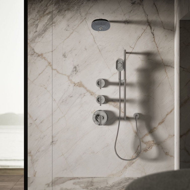 Vibrant Titanium Oval Multifunction Wall Mounted Showerhead