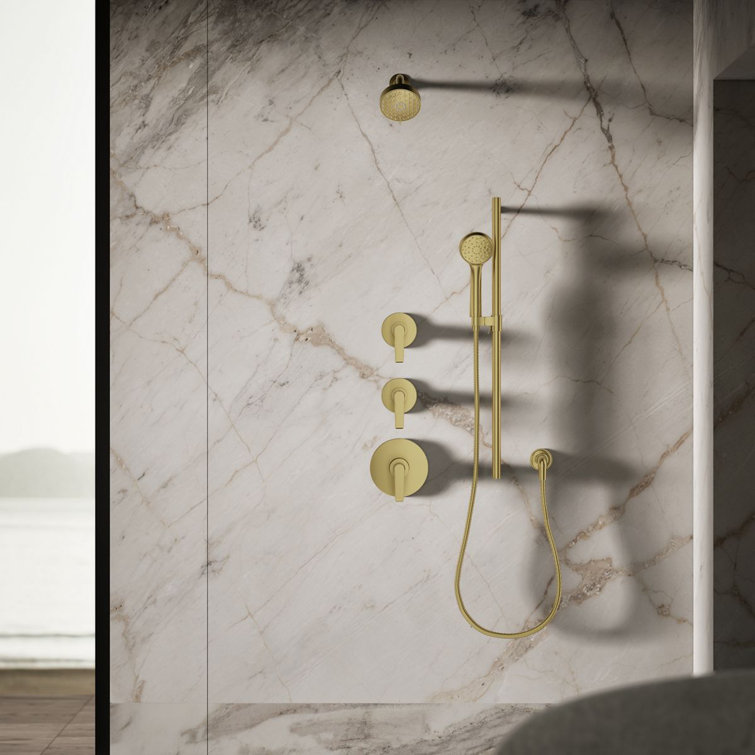 Vibrant Brushed Moderne Brass Wall Mounted Showerhead