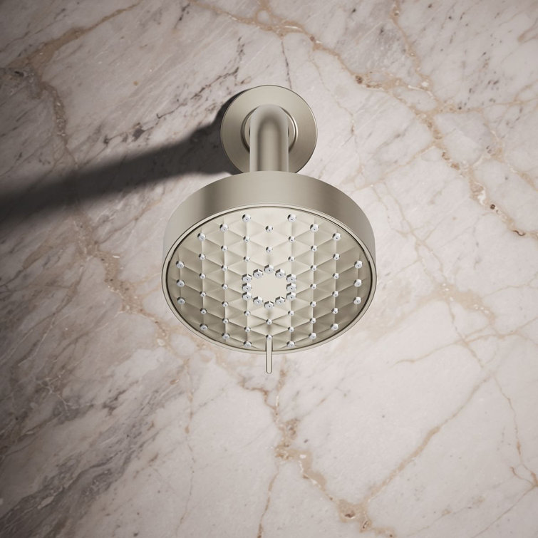 Vibrant Brushed Nickel Multifunction Wall-Mounted Showerhead
