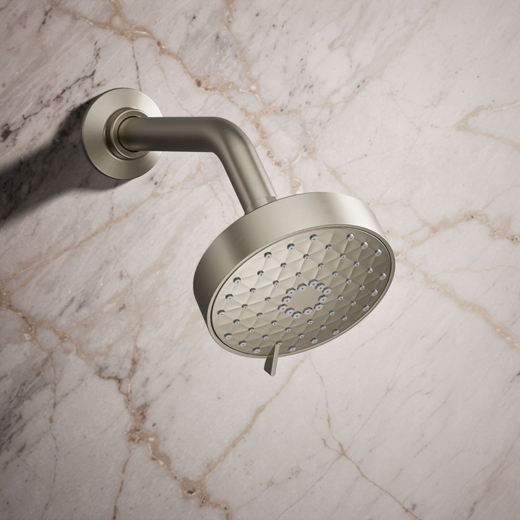 Vibrant Brushed Nickel Multifunction Wall-Mounted Showerhead