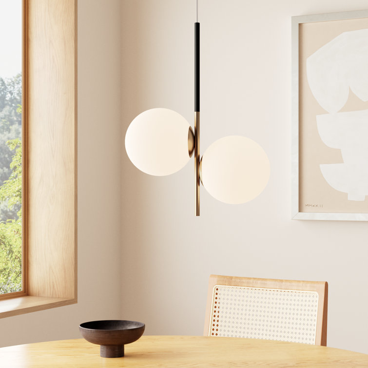Scandinavian Mid-Century Modern Satin Brass & Black Glass Pendant